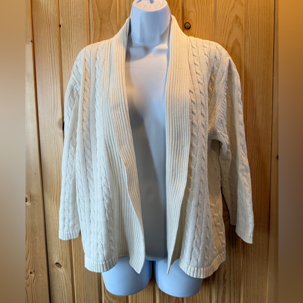 CROFT & BAROW SHAWL COLLAR 3/4 LENGTH SLEEVE CARDIGAN SWEATER